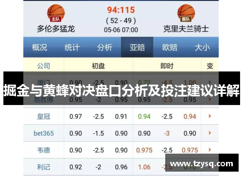 掘金与黄蜂对决盘口分析及投注建议详解